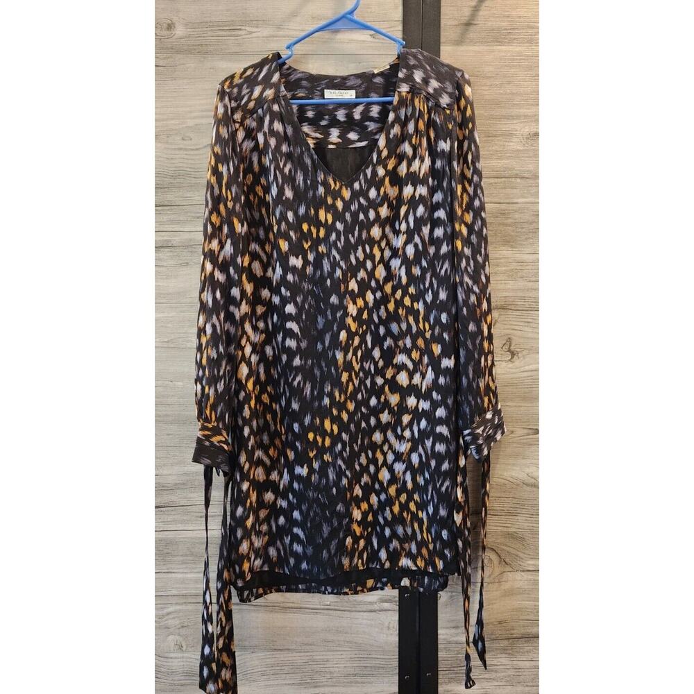 LAST CALL Equipment SILK DRESS TRUE BLACK MULTICOLOR SMALL $398.00